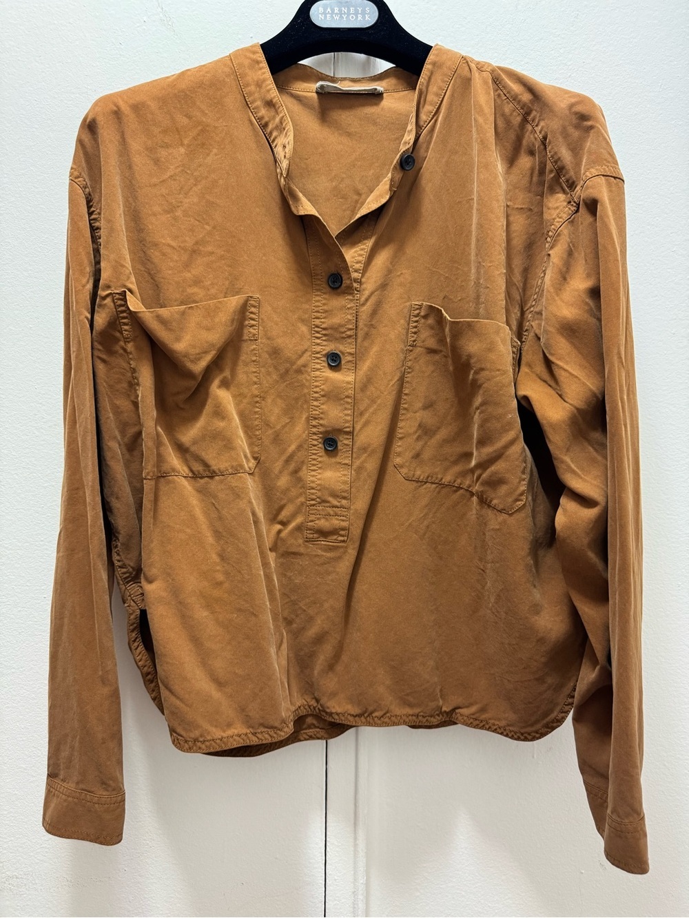Everlane Casual Button Pullover Silk shirt Top in Warm Rust small